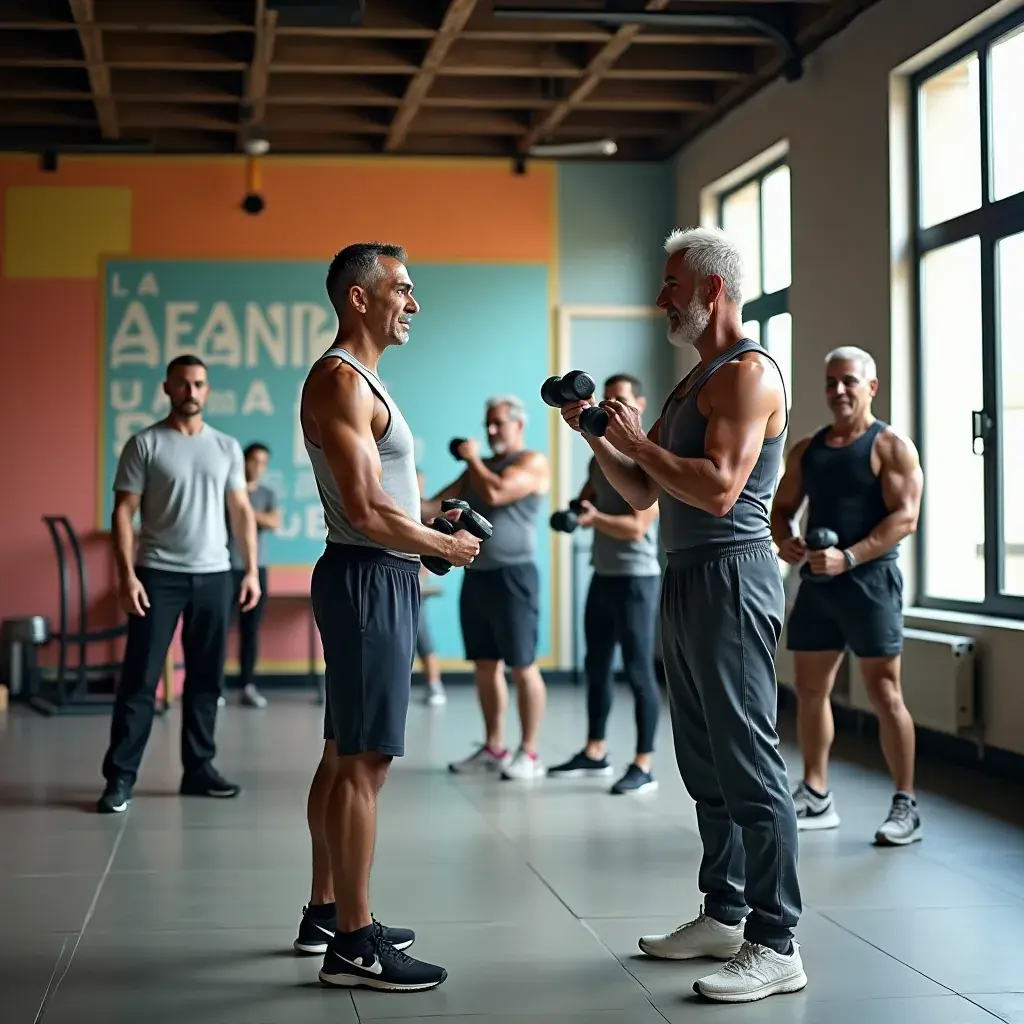 Hombre haciendo ejercicios de resistencia con bandas elásticas, promoviendo un envejecimiento saludable.