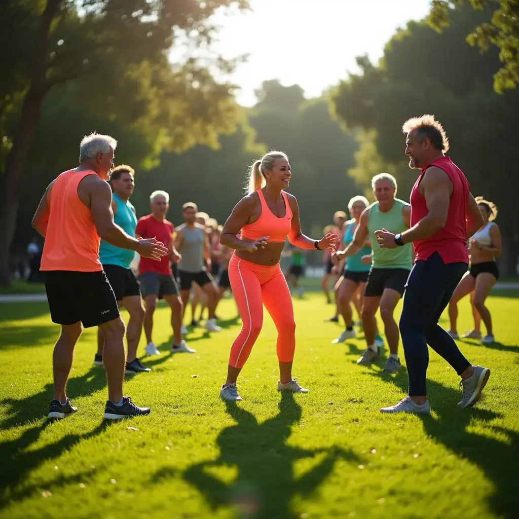 Hombre mayor levantando pesas con una sonrisa, mostrando fuerza y vitalidad.